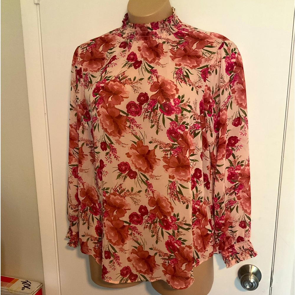 Pink Floral Torrid Blouse- size 2